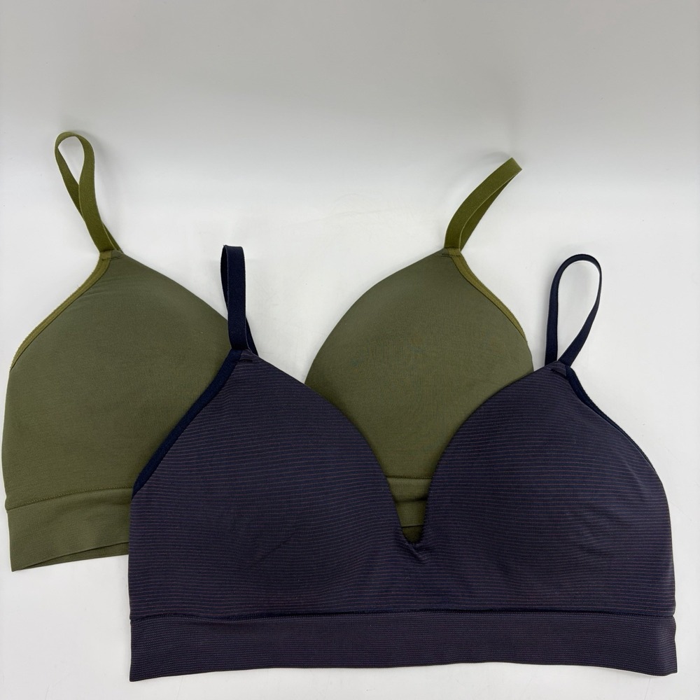 LOT of 2 Thirdlove S Bras Wireless Padded Green/Purple Adjustable‎ Strap & Band